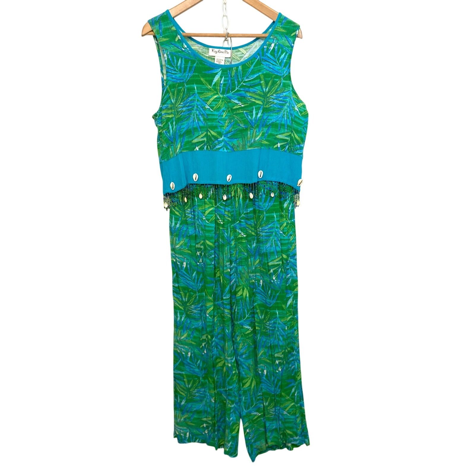 Other Vintage Key Lime Pie Tropical Top Pants 2 Piece Matching Set Size 28" / US 6 / IT 42 - 1 Thumbnail