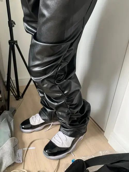 VIBE #8 Street Pleated Loose Casual Hip Hop Leather Pants Size US 32 / EU 48 - 7 Thumbnail