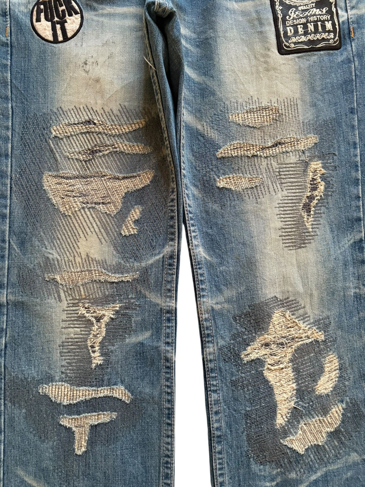 Japanese Brand Vintage Japanese Brand Mud Wash Patch Distressed Baggy Jeans Size US 34 / EU 50 - 5 Thumbnail