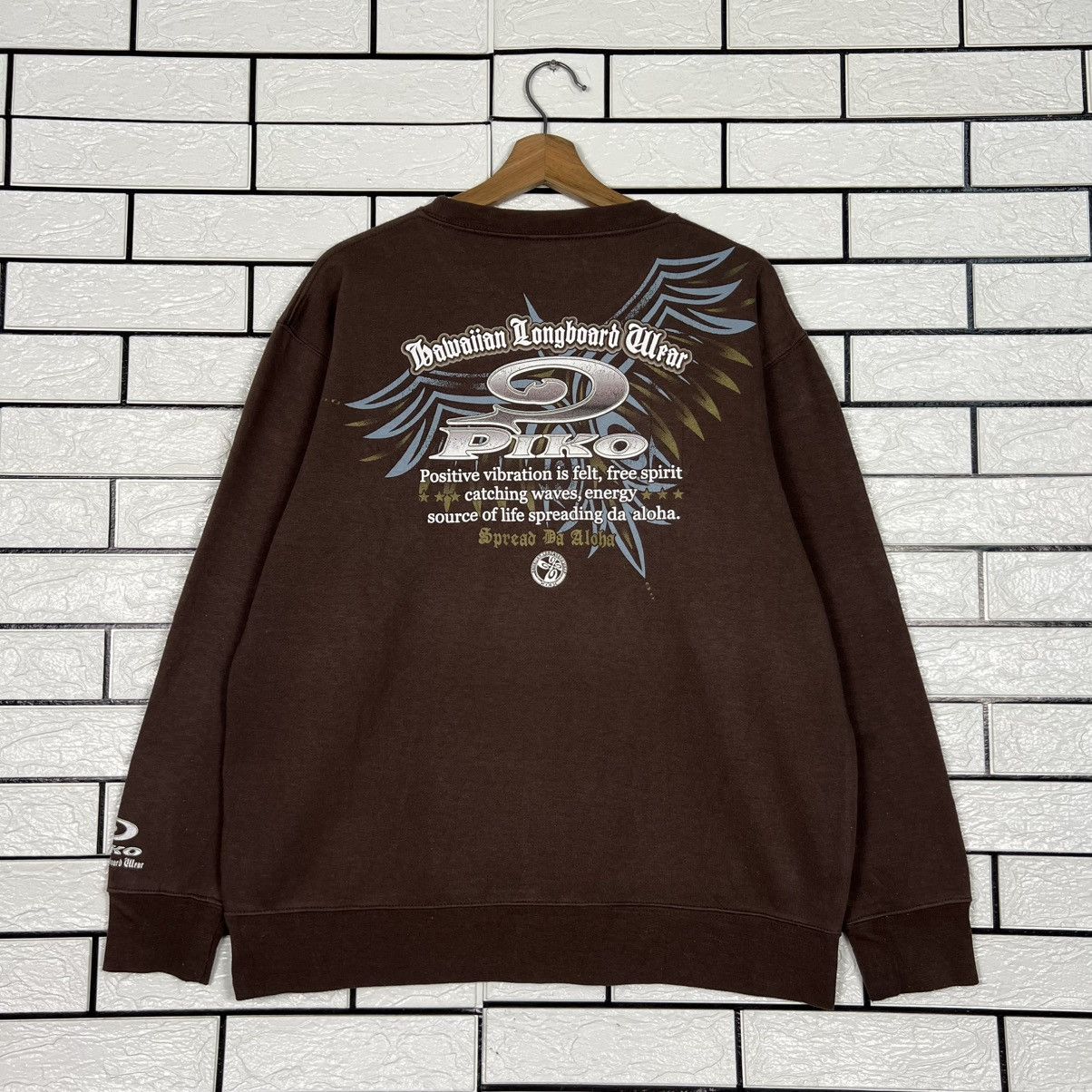 Vintage PIKO Hawaiian Longboard Wear Big Logo Sweatshirt #4094-C186 Size US L / EU 52-54 / 3 - 1 Thumbnail