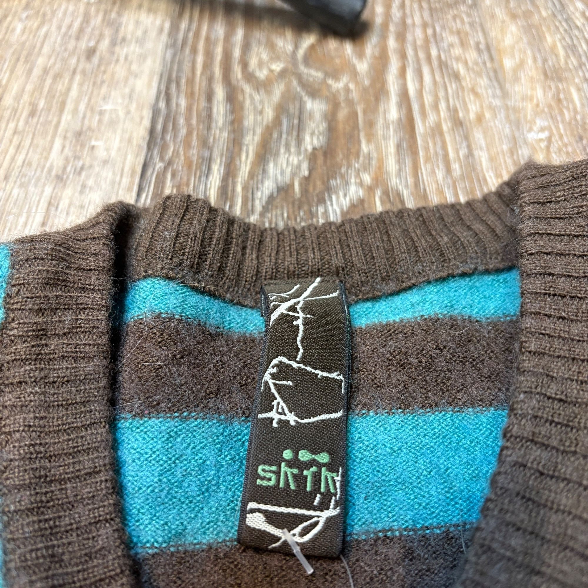 Other M - Y2K Blue & Brown V Neck Sweater Size M / US 6-8 / IT 42-44 - 3 Thumbnail