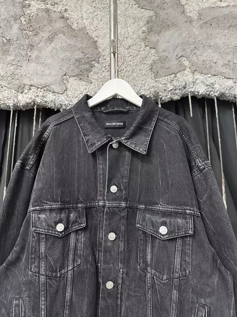 Balenciaga Balenciaga Black Gray Denim Jacket-2505 Size US XXL / EU 58 / 5 - 4 Thumbnail