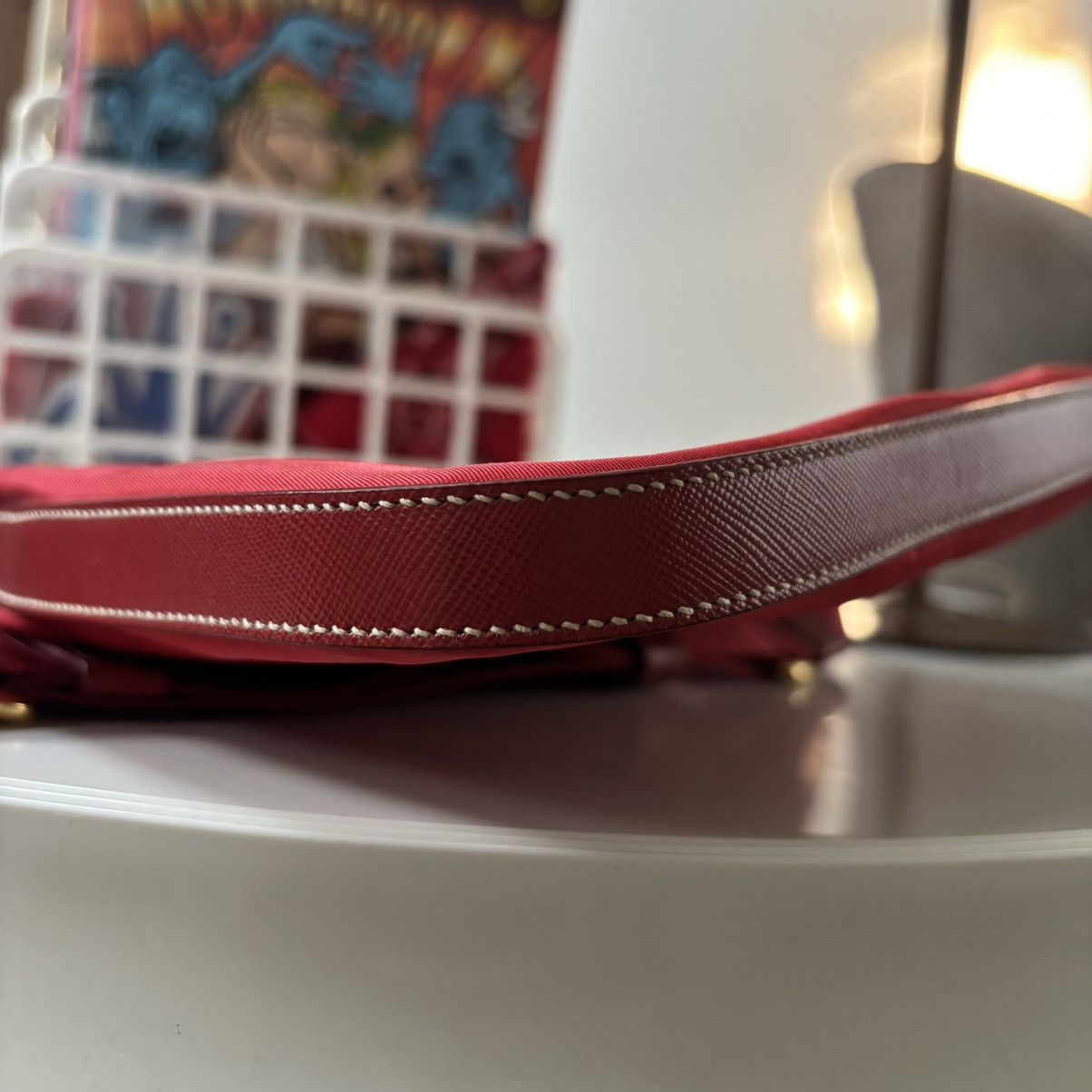 Prada Prada Red/Gold Nylon Crossbody Bag Size ONE SIZE - 9 Thumbnail