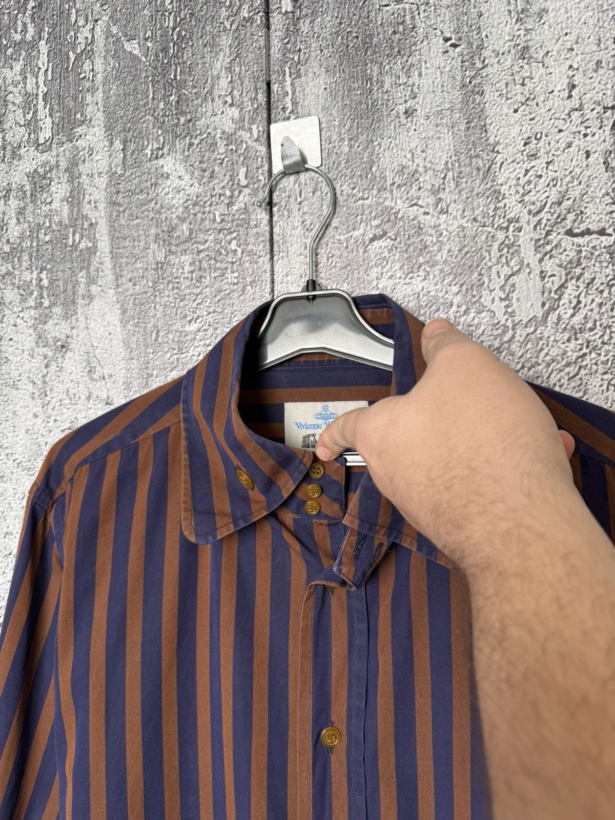 Vivienne Westwood Vivienne Westwood Striped Button Shirt Orb Logo Long Sleeve Size US XL / EU 56 / 4 - 6 Thumbnail