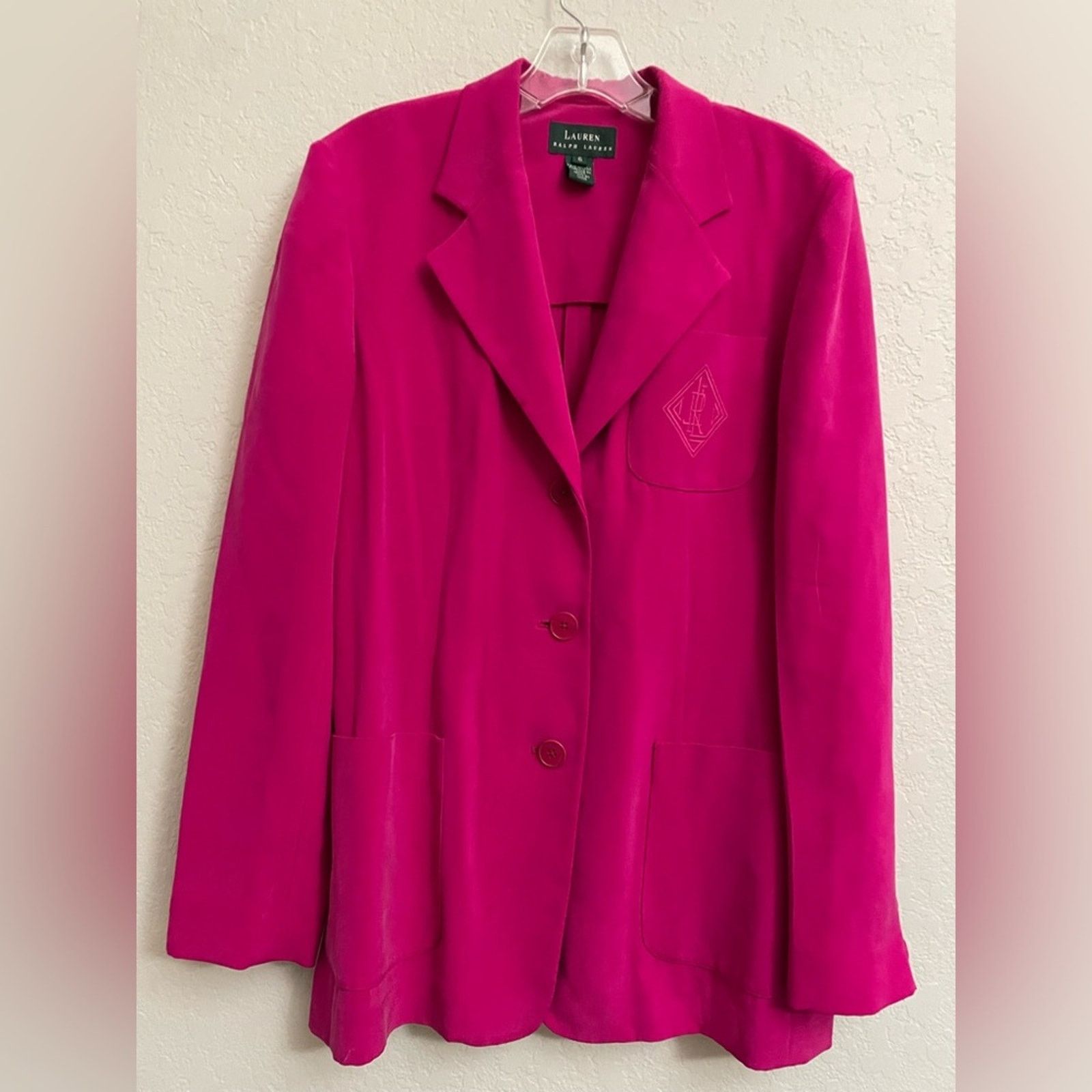 Lauren Ralph Lauren Lauren Ralph Lauren 100% Silk Button Blazer Fuschia Sz 6 Size M / US 6-8 / IT 42-44 - 1 Thumbnail