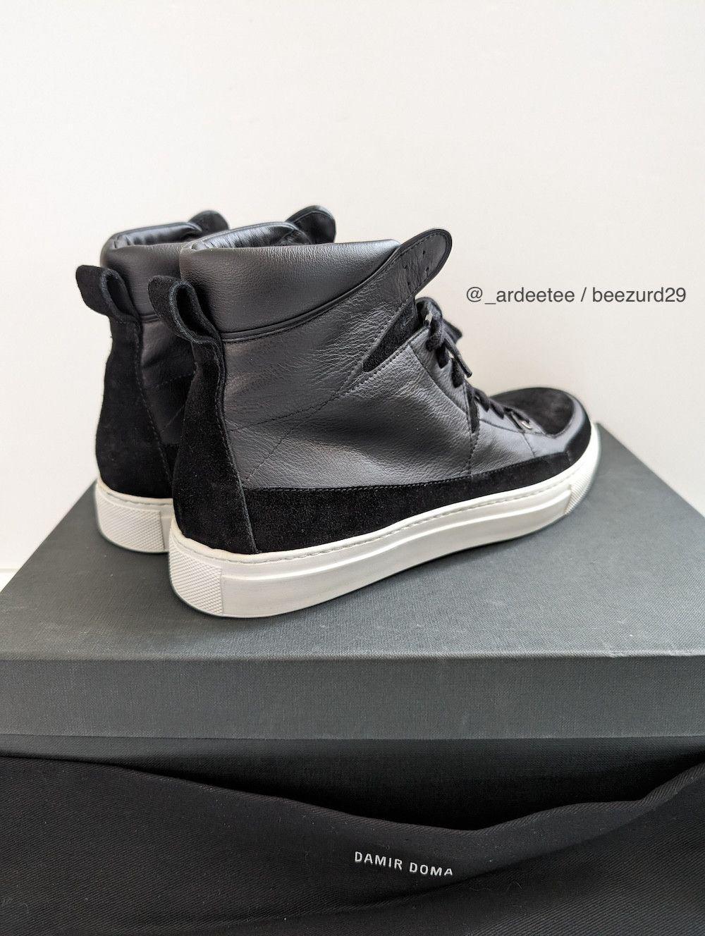 Damir Doma *NEW* BLACK FIDREA LEATHER/SUEDE HIGH TOP SNEAKERS Size US 8 / EU 41 - 4 Thumbnail