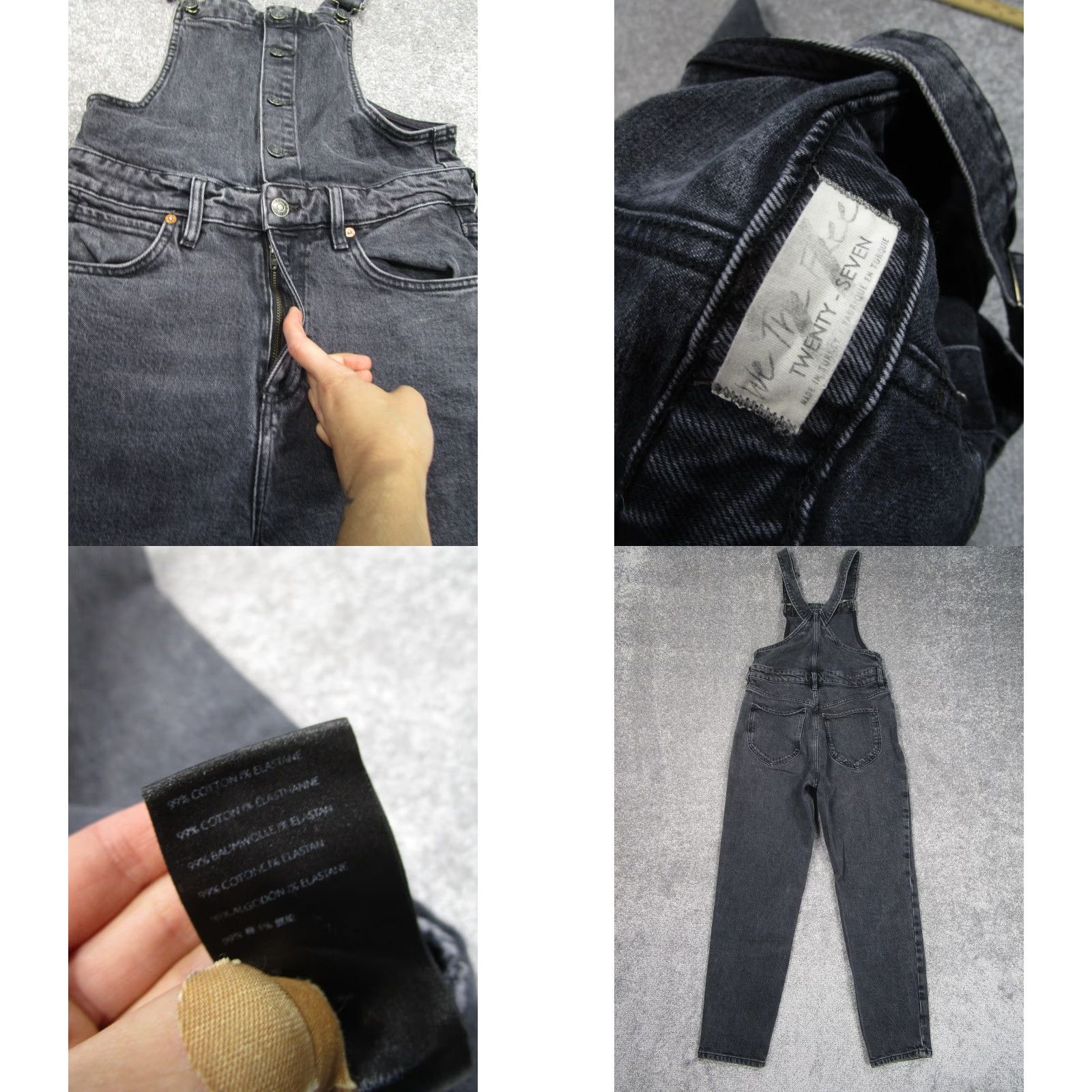 Free People Free People Overalls Womens 27 Gray Denim Taper Leg Bohemian Classic Festival Casual Travel Workwear Cotton Spandex Denim Size 27" / US 4 / IT 40 - 8 Thumbnail