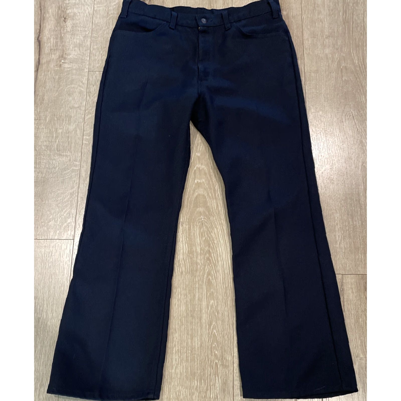 Levi's Vtg 90s Levis Polyester Pants Mens 34x29 Navy Bootcut Black Label Size US 34 / EU 50 - 3 Thumbnail
