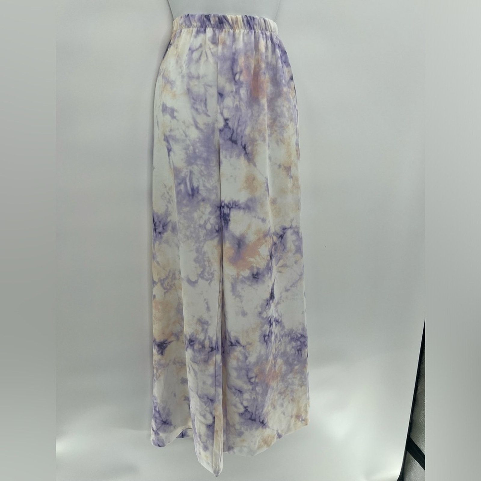 Boohoo Boohoo Lilac Satin Tie Dye Pants Size 6 Size 28" / US 6 / IT 42 - 2 Thumbnail