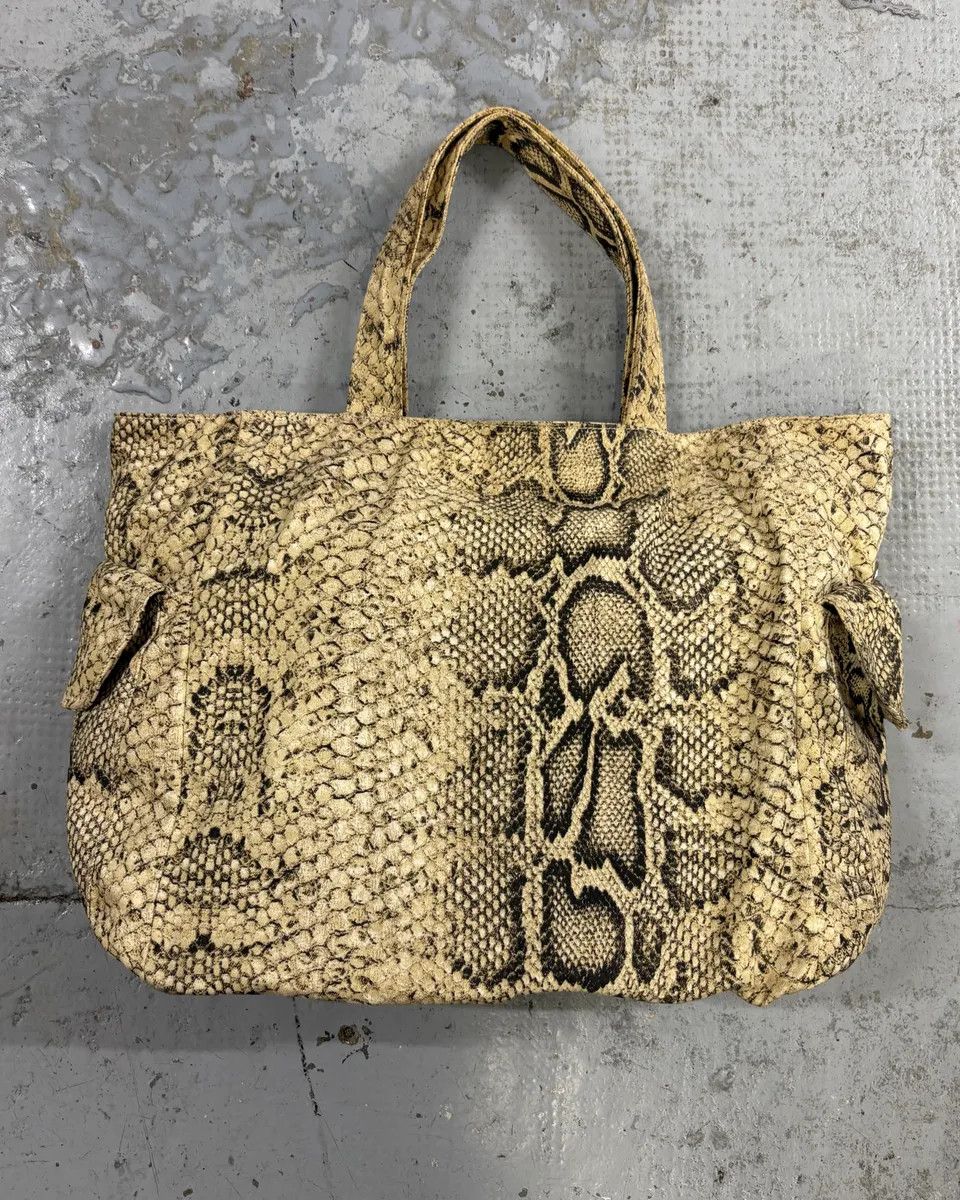 Roberto Cavalli Roberto Cavalli Beige Snake Print Handle Tote Bag Size ONE SIZE - 1 Thumbnail