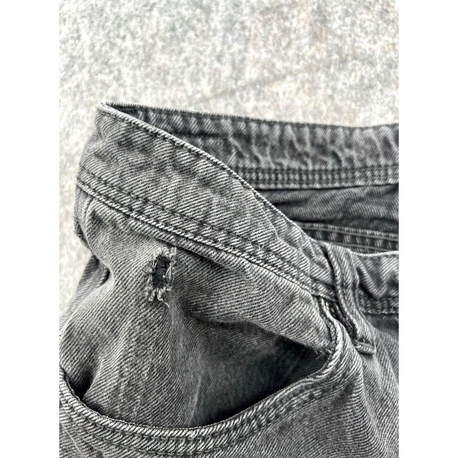 Empyre Empyre Jeans Men's 32x29 Black Denim Retro Y2K Baggy Distressed 5-Pocket Straight Relaxed Denim Cotton Zip Closure Size US 32 / EU 48 - 8 Thumbnail