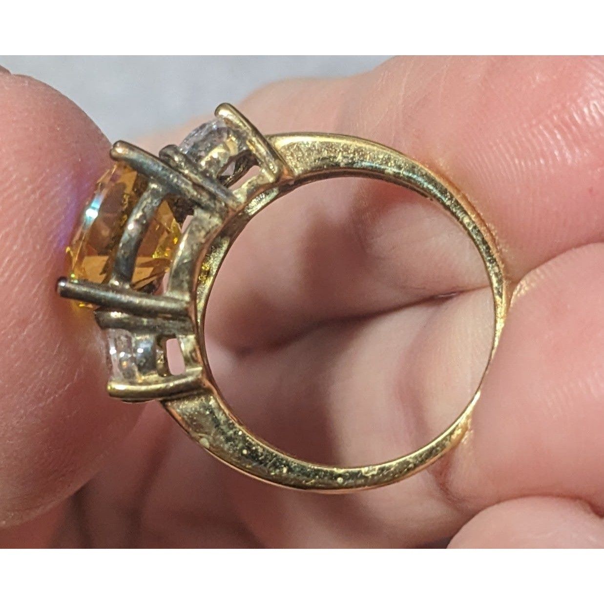 Other Brilliant Three Stone Sterling Silver Gold Tone Plated Engag Size ONE SIZE - 15 Thumbnail