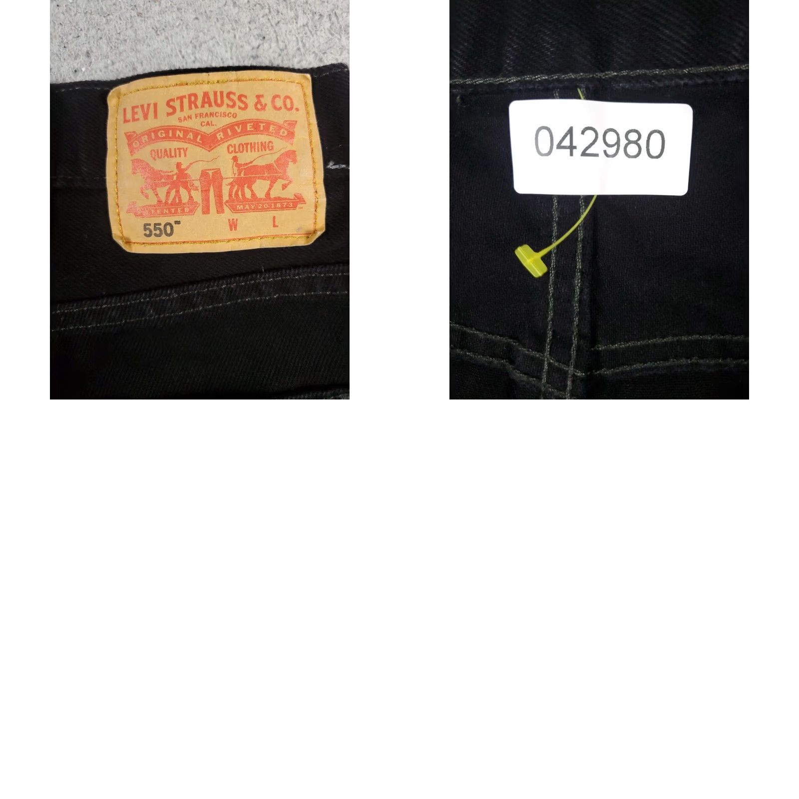 Levi's Levis 550 Jeans Mens 43x25 Black Straight Leg Cotton Denim Pants Mens Size US 43 - 8 Thumbnail