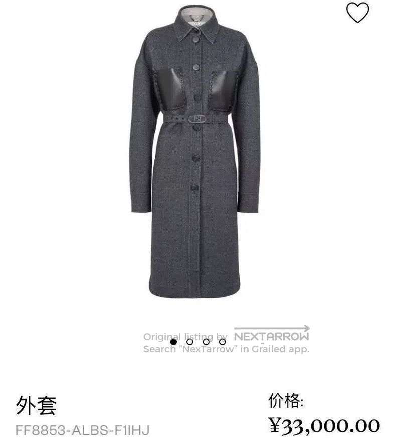 Fendi Fendi Women's Wool Coat Smoky Gray Size XS / US 0-2 / IT 36-38 - 9 Thumbnail