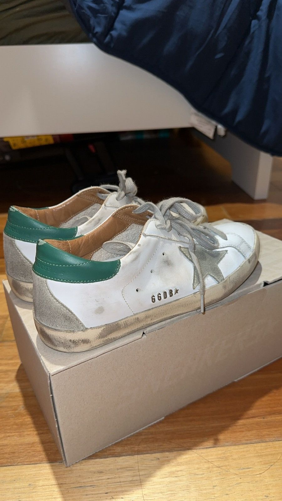 Golden Goose Golden Goose Super-Star White Green Grey Suede Patch Size US 8.5 / IT 38.5 - 3 Thumbnail