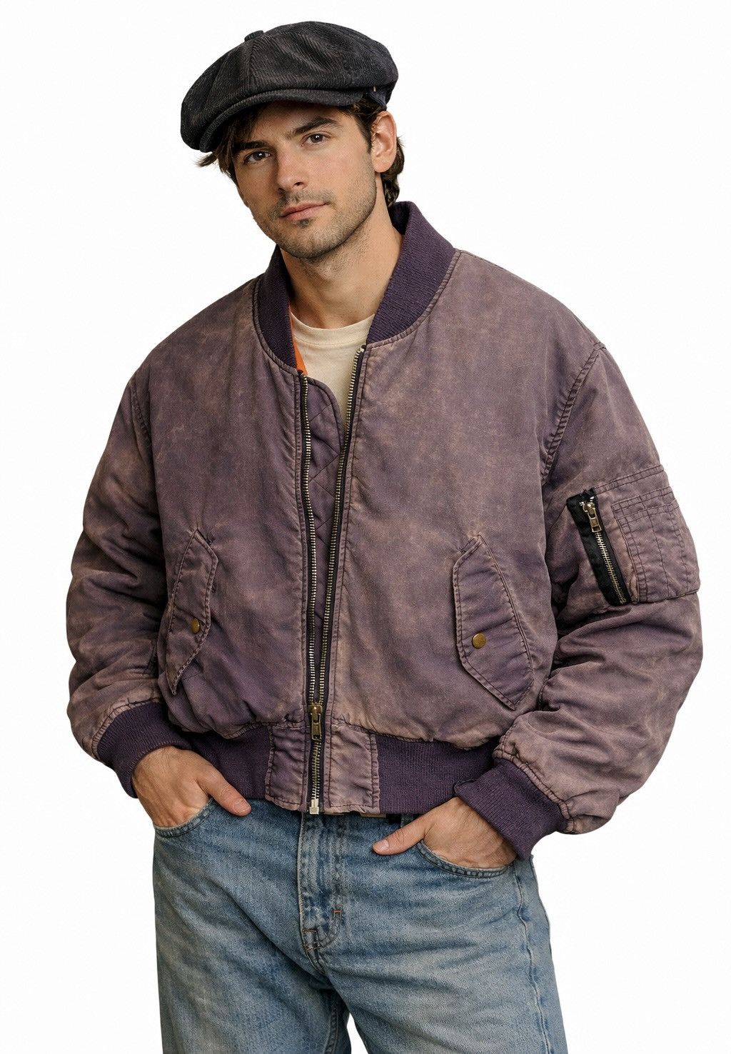 Vintage Vintage Sun Faded Ma-1 Bomber Jacket Size US M / EU 48-50 / 2 - 4 Thumbnail