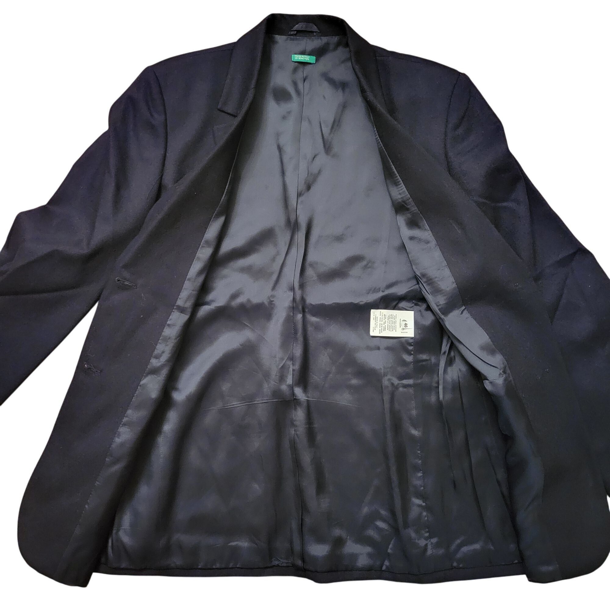 Benetton Benetton Wool Blazer Jacket 46 Italy Black Preppy Twee Acade Size 46R - 4 Thumbnail