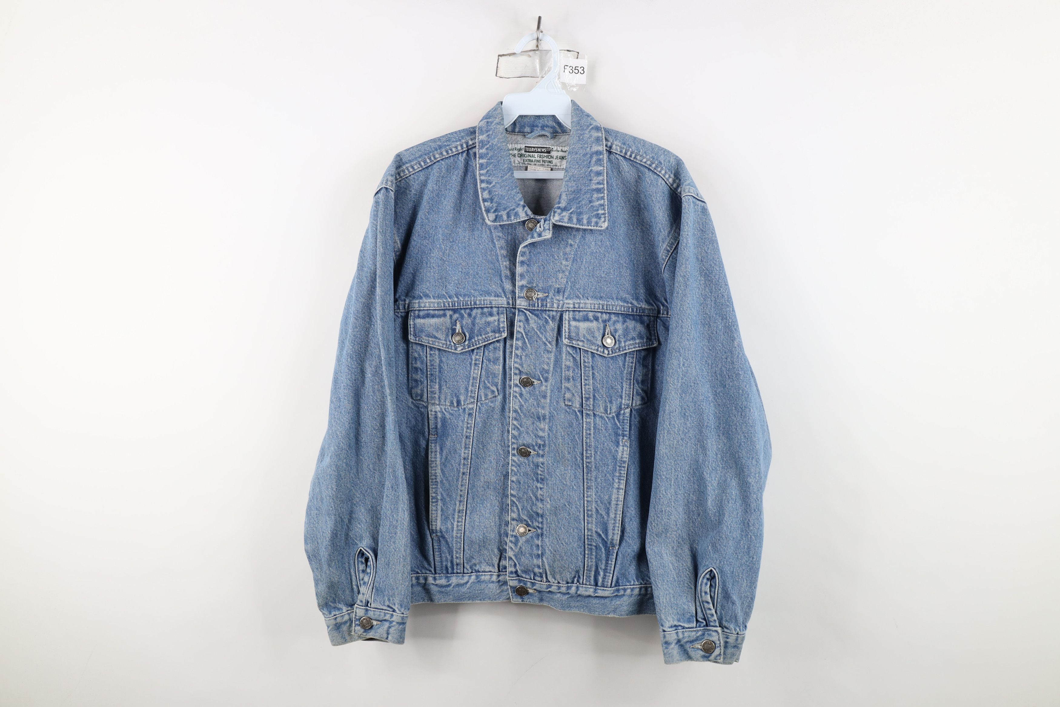 Vintage Vintage 90s Streetwear Denim Jean Trucker Jacket Blue Cotton Size US S / EU 44-46 / 1 - 1 Thumbnail