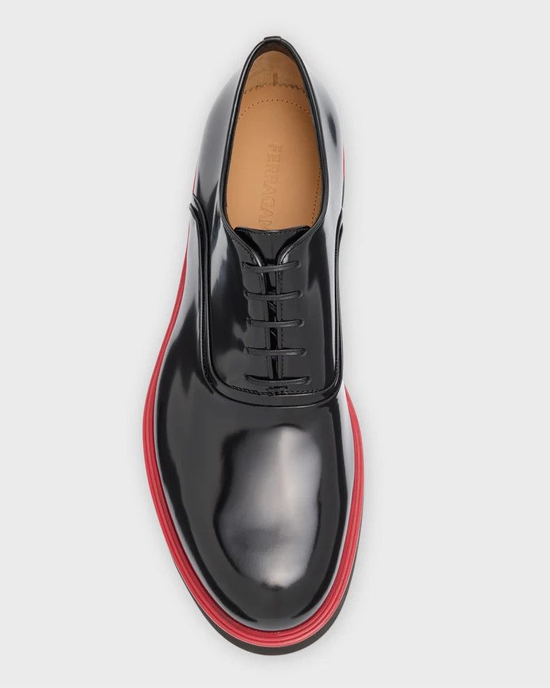 Salvatore Ferragamo o1s1rm1224 Fiorino Leather Derby Loafers in Black Size US 7 / EU 40 - 4 Thumbnail