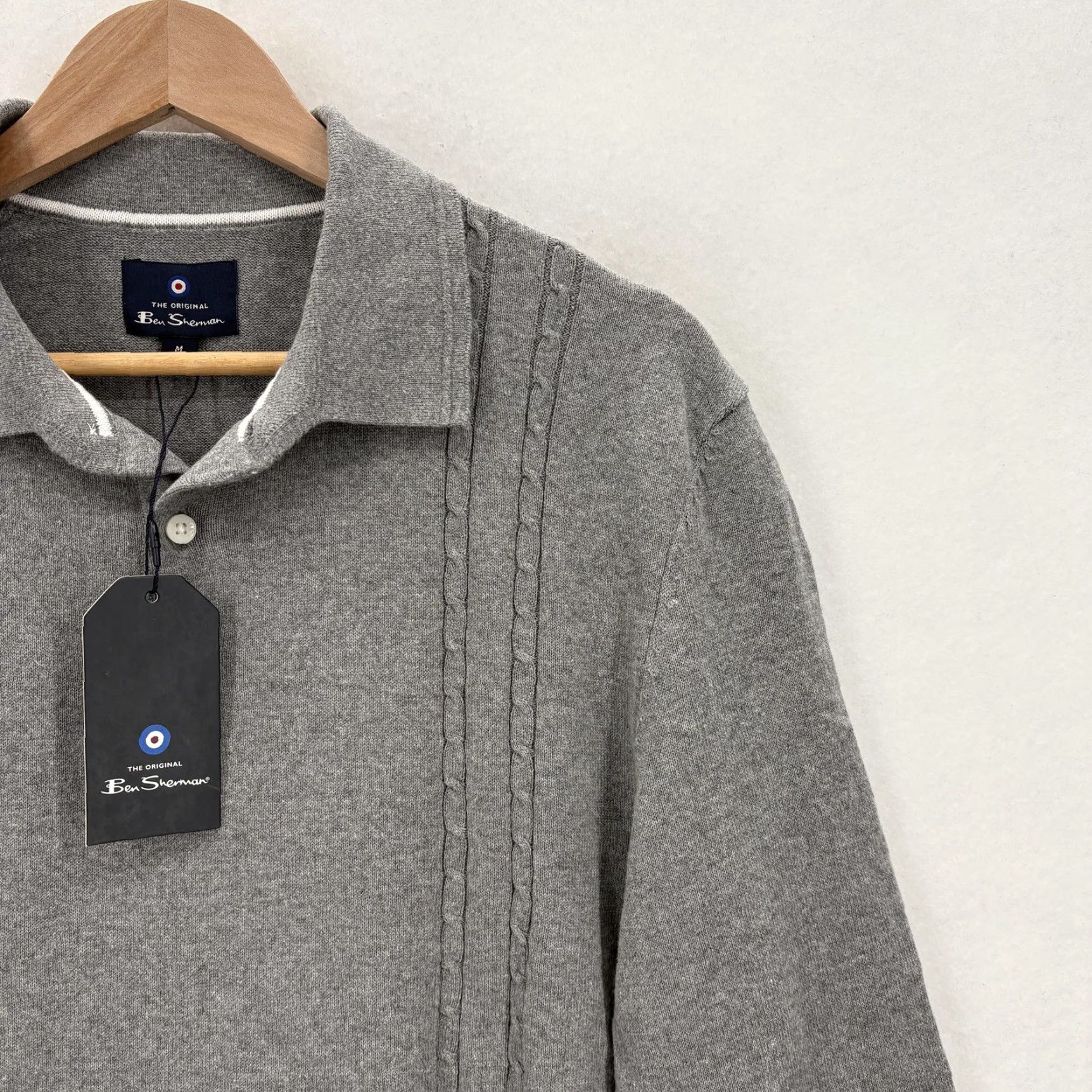 Ben Sherman Ben Sherman Sweater Mens Medium Gray Heather Knit Collared Long Sleeve Polo Size US M / EU 48-50 / 2 - 3 Thumbnail