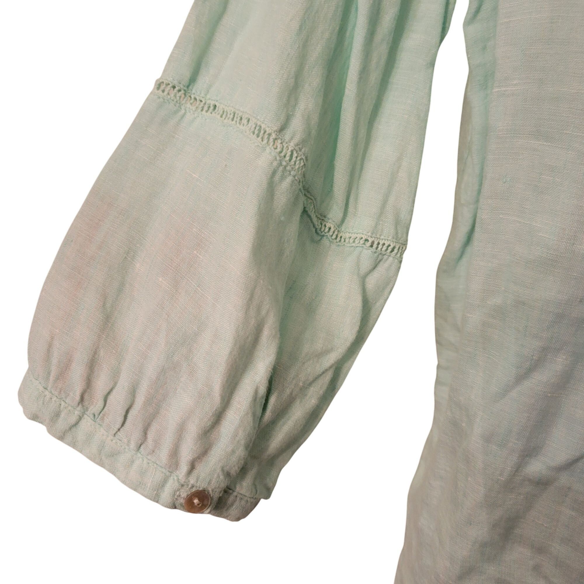 Joie Joie M Mint Green Linen V Neck Long Sleeve Popover Tunic Top Size M / US 6-8 / IT 42-44 - 5 Thumbnail