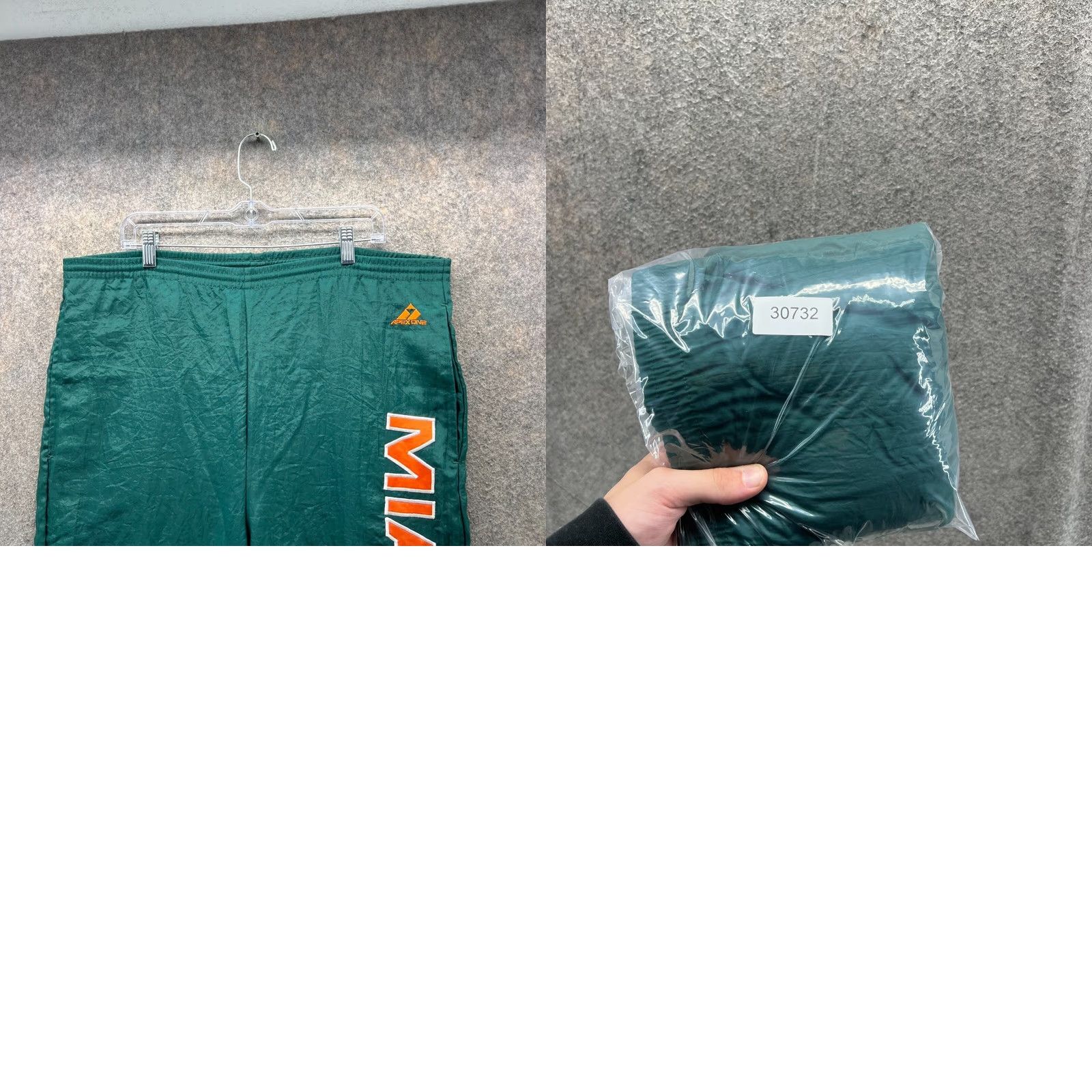 Vintage VTG Miami University Pants Large Green Apex One Nylon Windbreaker Lined Straight Inseam 31 in Men Size US 33 - 9 Thumbnail