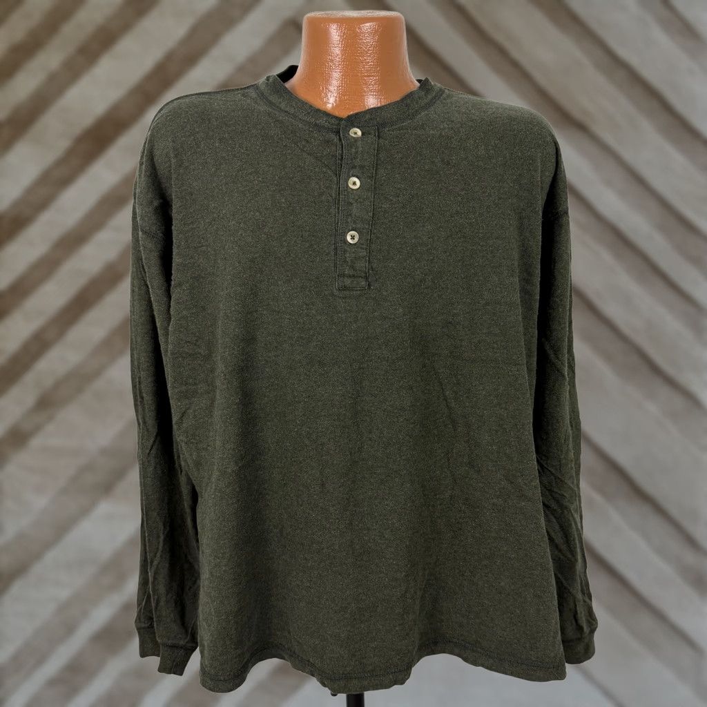 Croft & Barrow Vintage Croft & Barrow Henley Shirt Mens XL Green 90s 90s Grunge Hipster Outdoor Oversized Midweight Cotton Long Sleeve Shirt Size US XL / EU 56 / 4 - 1 Thumbnail