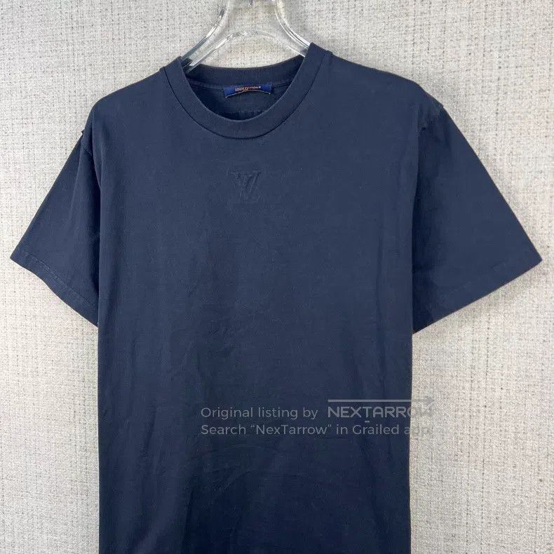 Louis Vuitton Solid Embossed Logo Crew Neck Short Sleeve