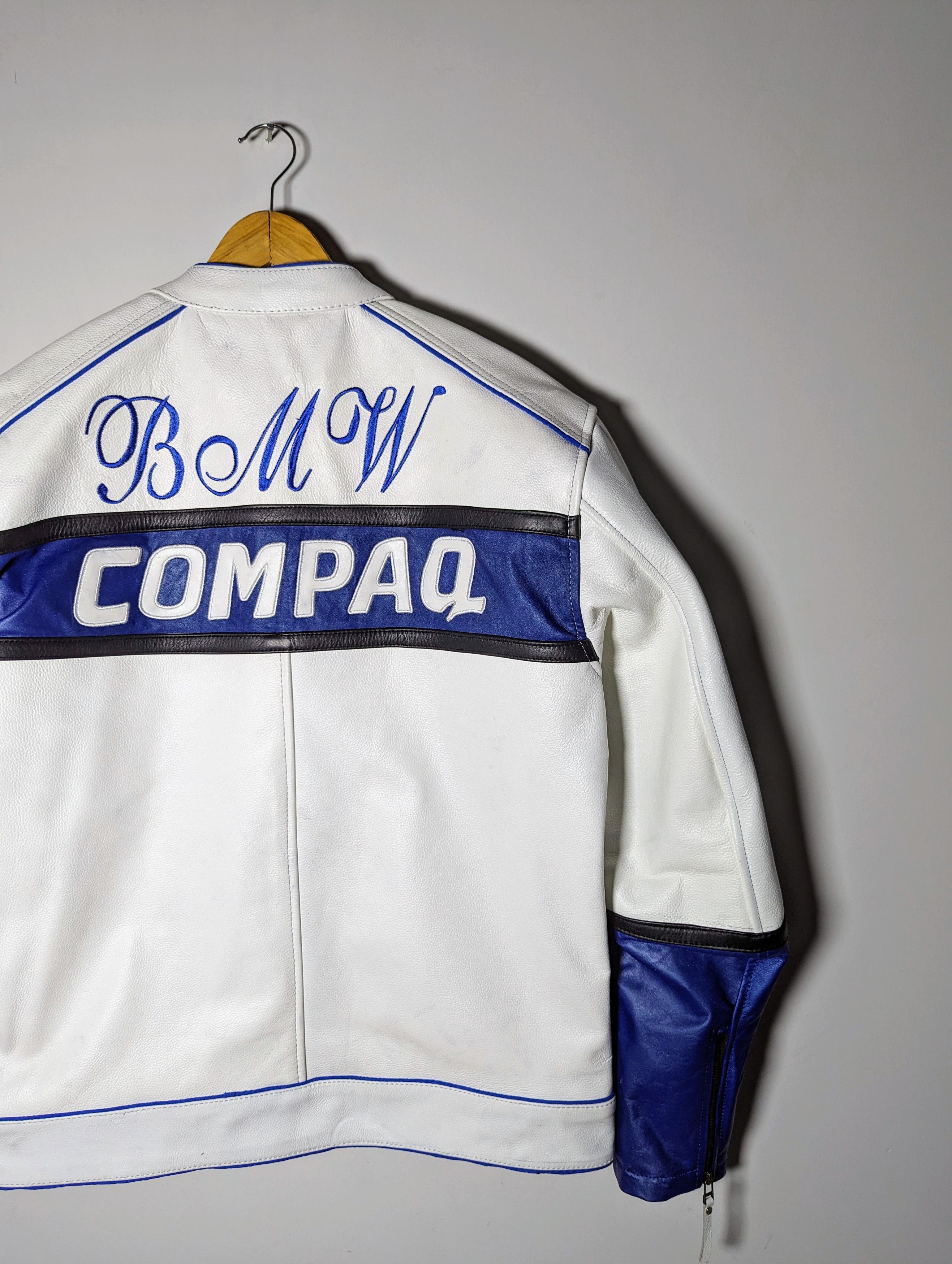 Other 🔥 BMW 💀COMPAQ 90s RACING LEATHER JACKET VINTAGE STREETWEAR Size US XXL / EU 58 / 5 - 7 Thumbnail