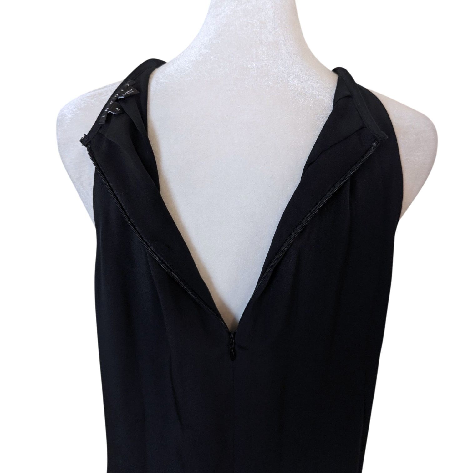 Theory Theory Charlaine Pleat Neck Silk Black White Shift Dress Size XS / US 0-2 / IT 36-38 - 6 Thumbnail