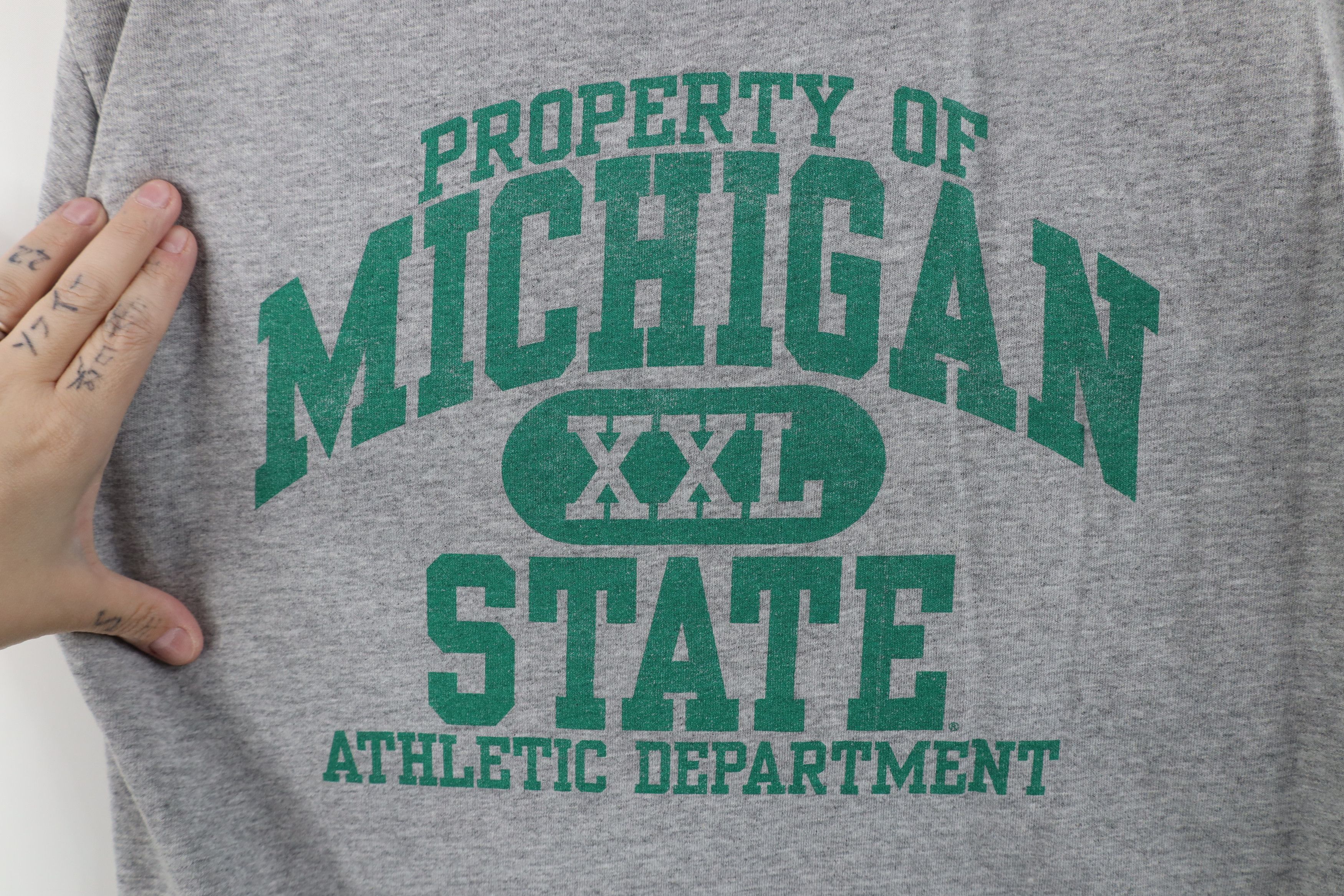 Vintage Vintage 90s Y2K Michigan State University T-Shirt Gray Size US L / EU 52-54 / 3 - 4 Thumbnail