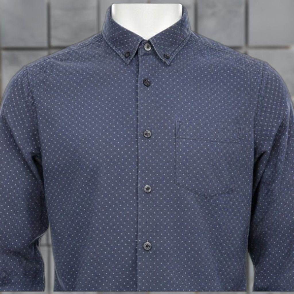 Vintage CACTUS Shirt Men S Blue 100% Cotton Polka Dot Slim Fit Casual Preppy Button-Up Long Sleeve Fashion Office Casual Mens Size US S / EU 44-46 / 1 - 1 Thumbnail