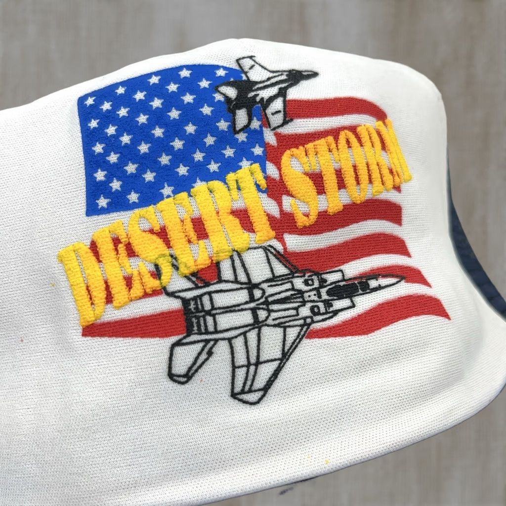 Vintage VINTAGE Desert Storm Trucker Hat Cap Snapback 90s Made In USA Puffy Flag Jet Size ONE SIZE - 1 Thumbnail