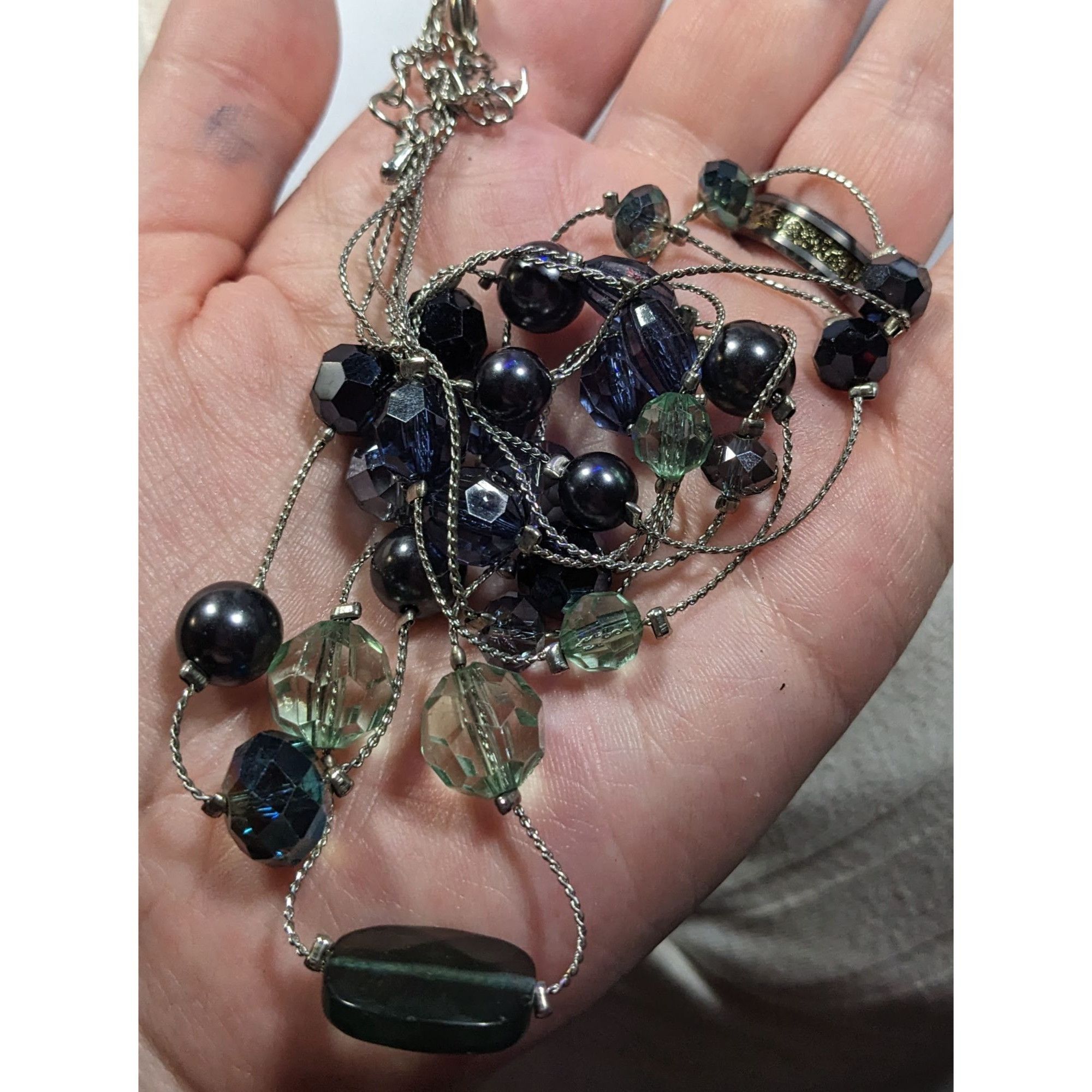 Other Multilayer Blue And Silver Tone Layered Glass And Faux Pearl Size ONE SIZE - 3 Thumbnail