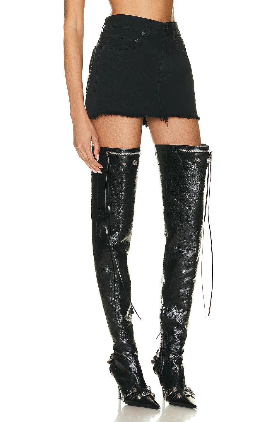 Balenciaga o1mt1gz1124 Cut Off Skirt in Black Size 28" / US 6 / IT 42 - 6 Thumbnail