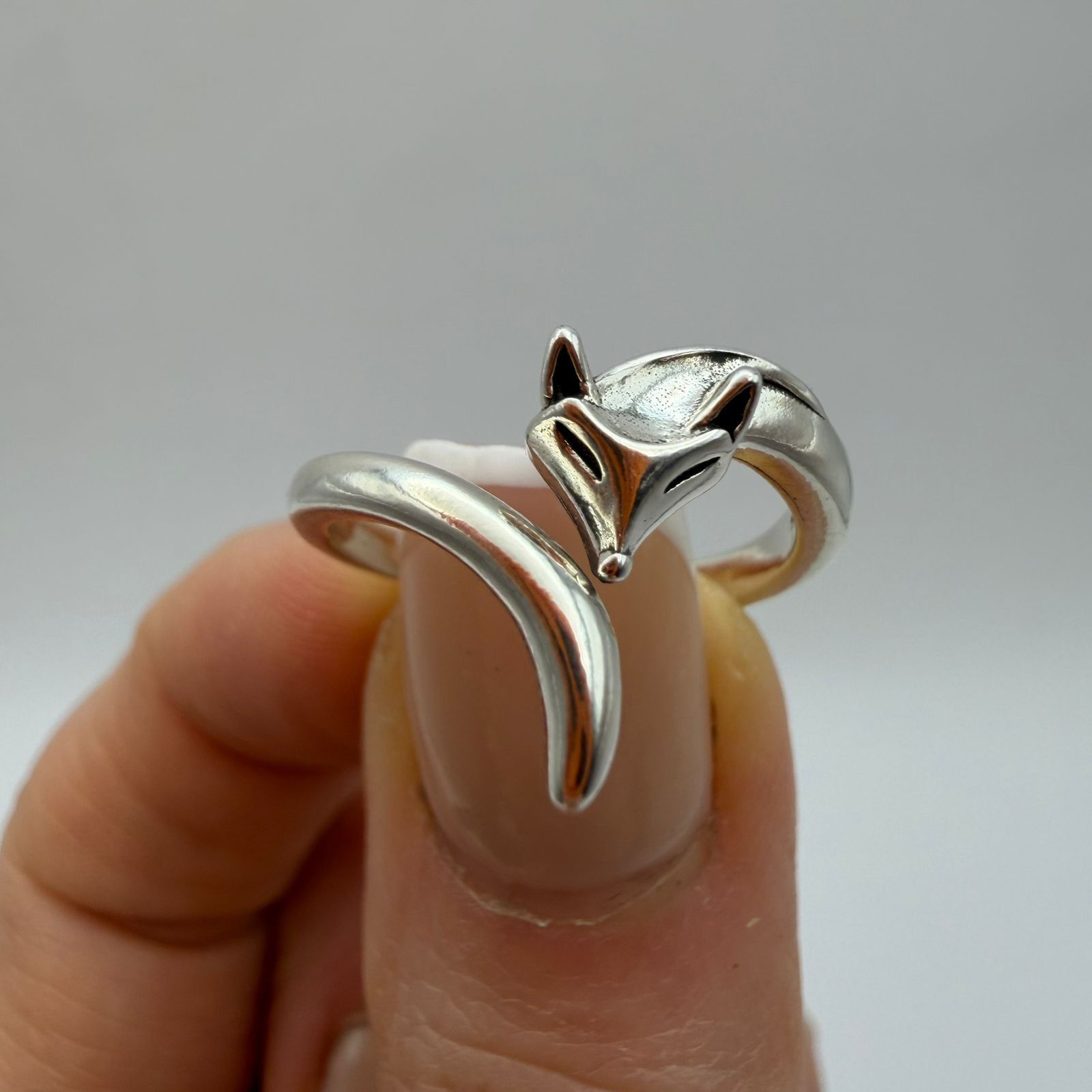 Sterling Silver 925 Sterling Silver Fox Ring Adjustable Minimalist Animal Size ONE SIZE - 2 Thumbnail