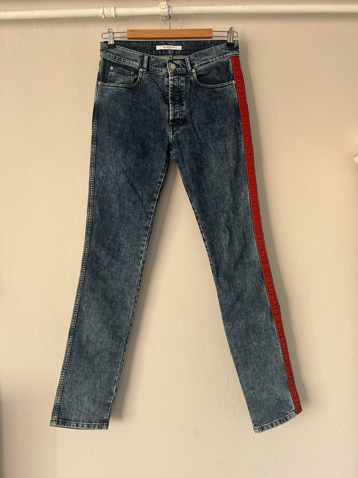 Givenchy Side Logo Stripe Denim Jeans Size US 29 - 1 Thumbnail