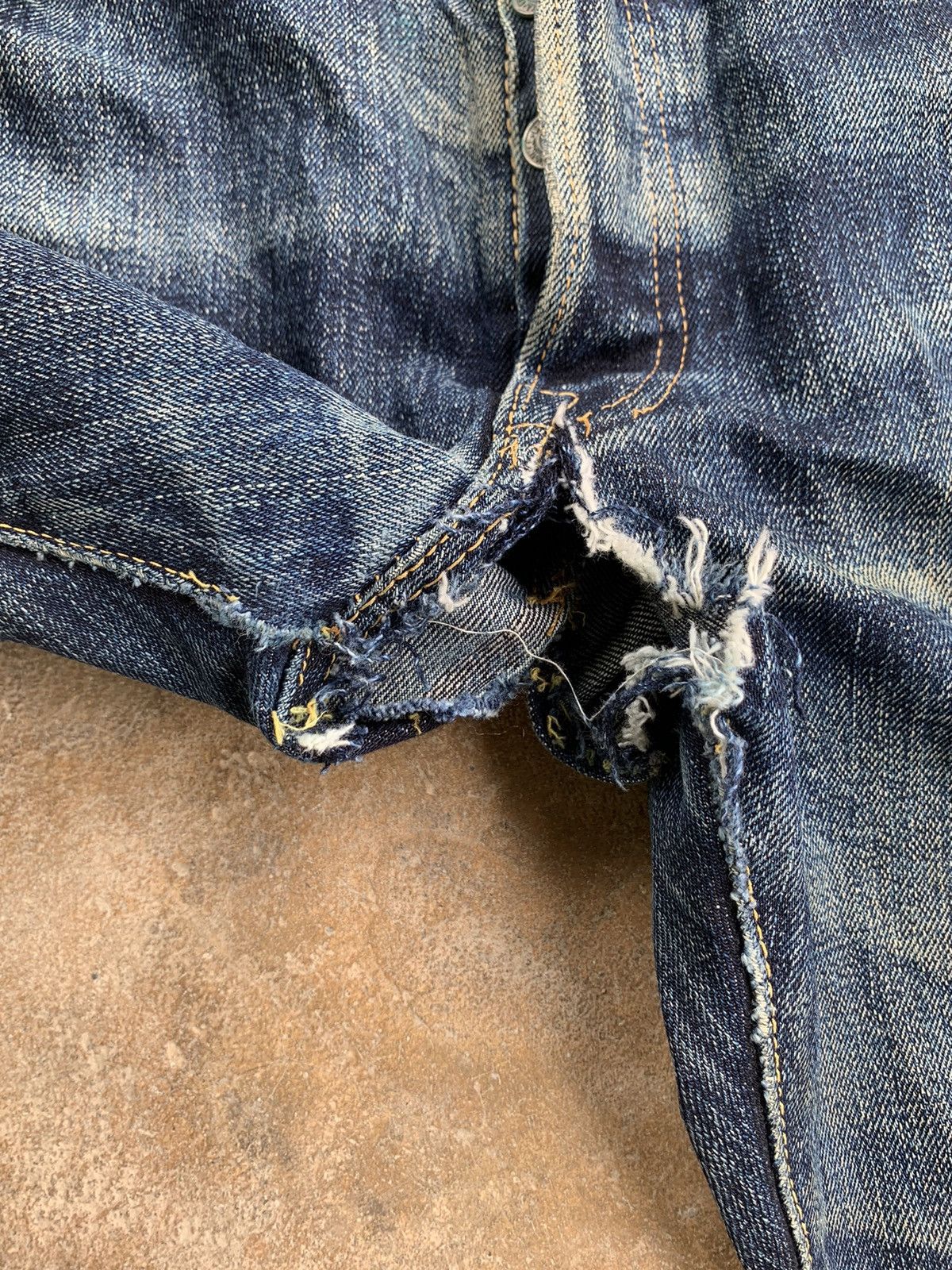 Vintage Eternal Selvedge Button Fly Distressed Denim