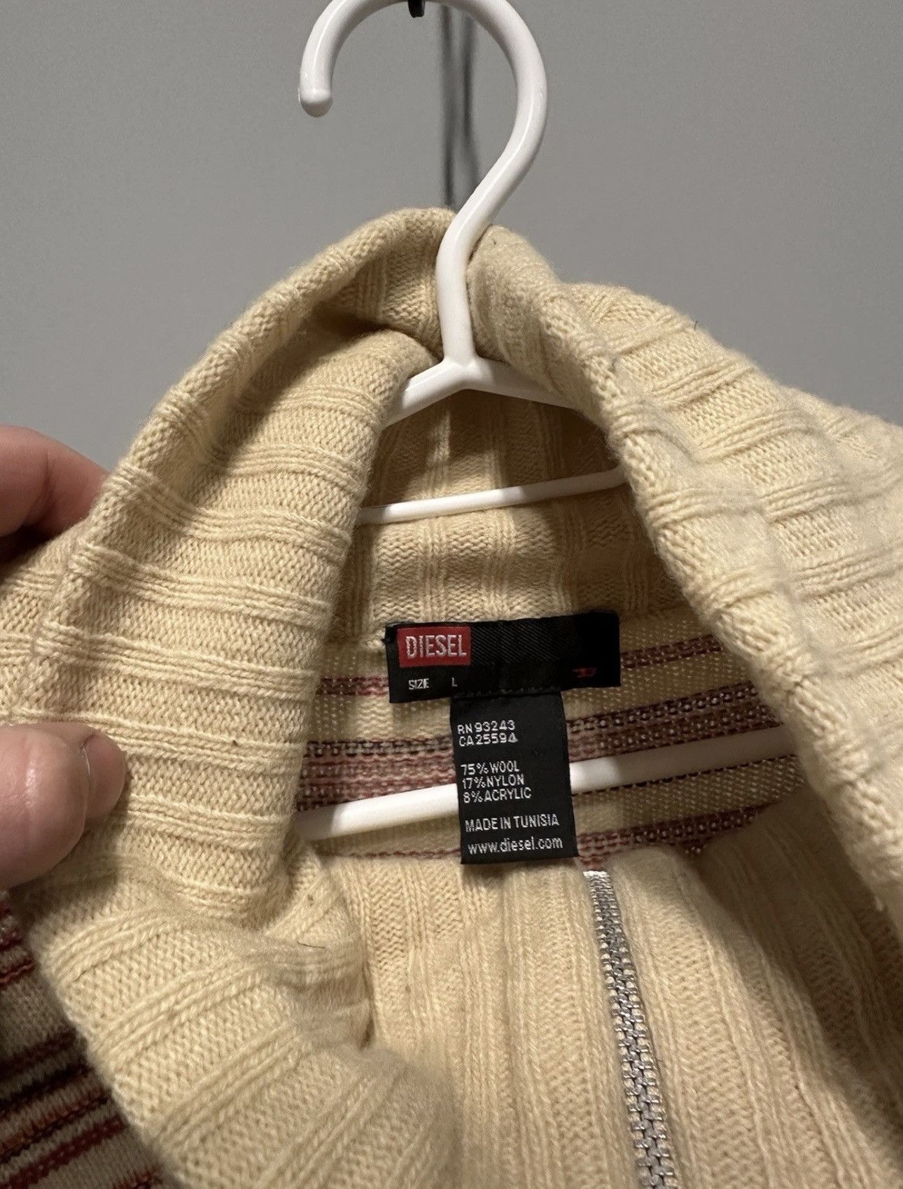 Diesel Diesel Vintage Wool Sweater Full Zip Japan Style Y2K Size US L / EU 52-54 / 3 - 6 Thumbnail