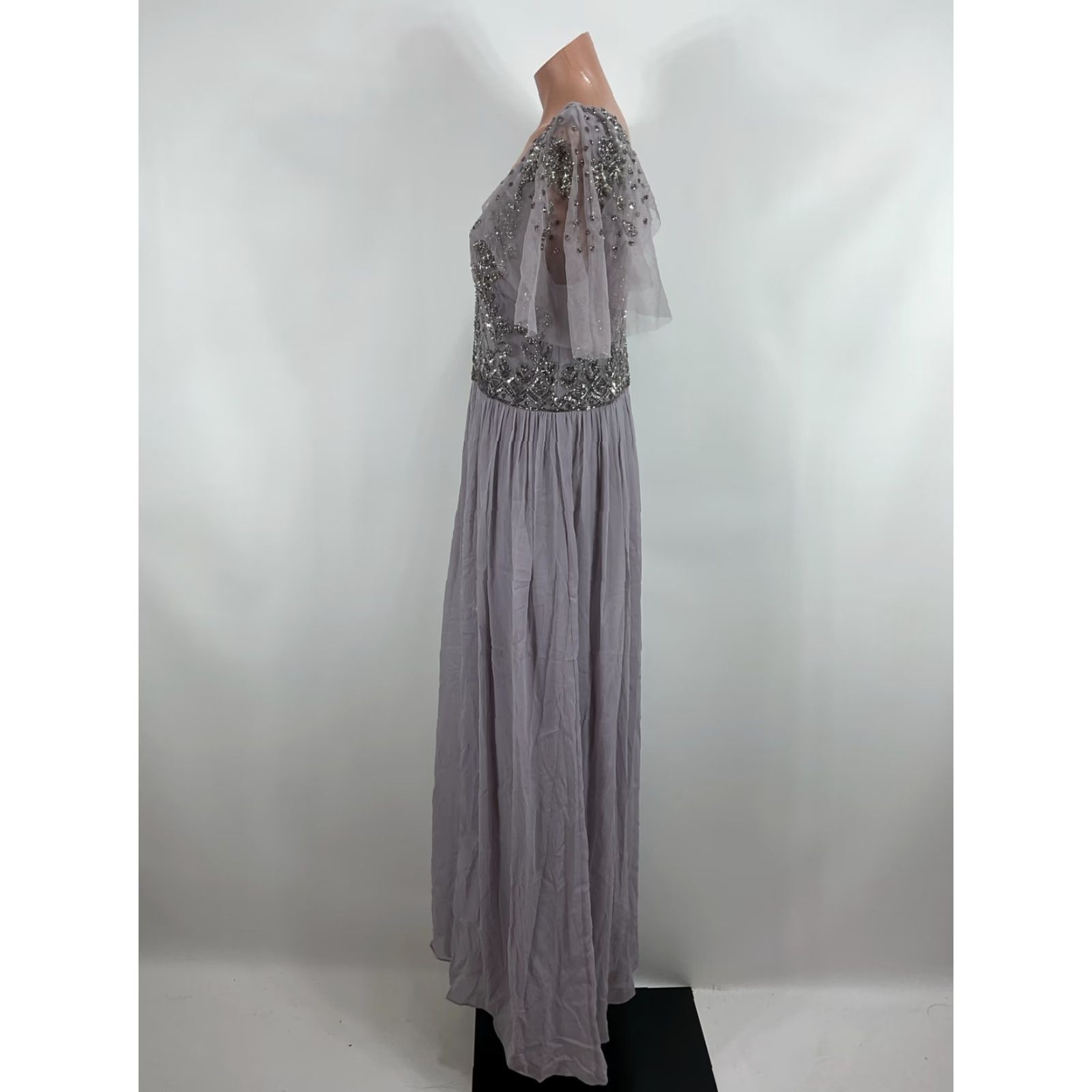 VINTAGE Adrianna Papell Beaded Mesh Overlay Gown Women Size 12 Purple Ball  Gown Long Formal Wedding