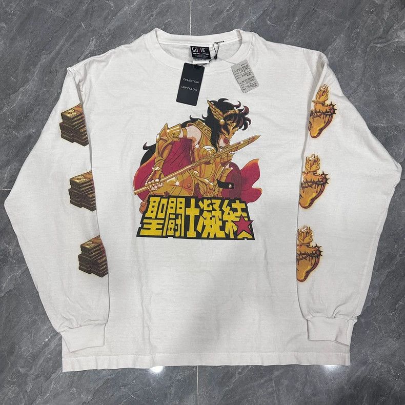Saint Michael Saint Michael Printed white long sleeved shirt Size US XL / EU 56 / 4 - 1 Thumbnail