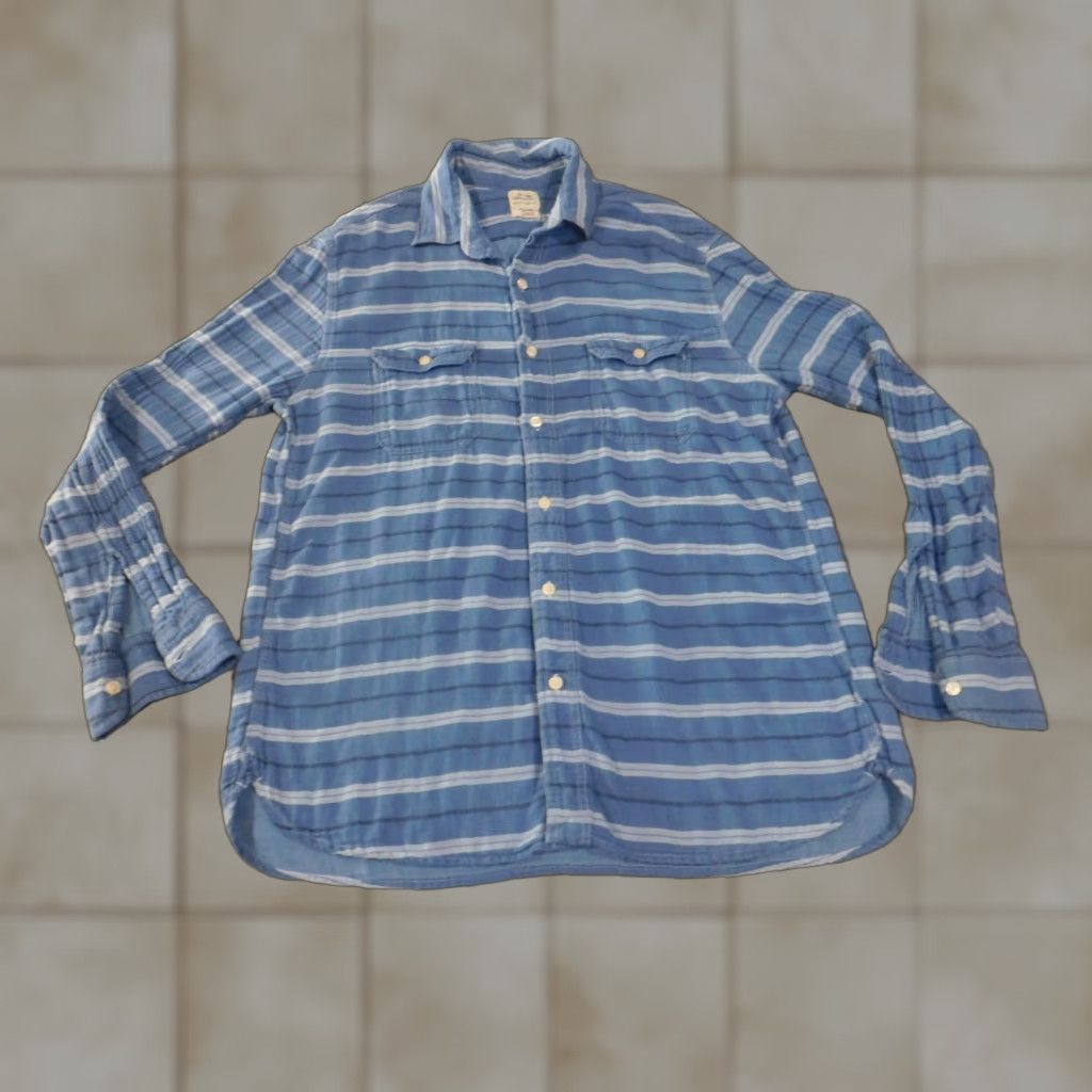 Lucky Brand Lucky Brand Shirt Men L Blue Flannel Striped Retro Classic Button-Up Collared Long Sleeve Casual Vintage? No (avoid N/A) Size US L / EU 52-54 / 3 - 1 Thumbnail
