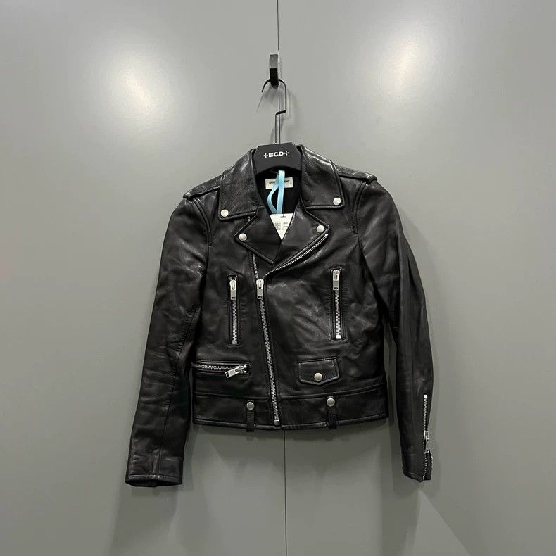 Saint Laurent Paris Saint Laurent Black Leather Biker Jacket Size US S / EU 44-46 / 1 - 1 Thumbnail