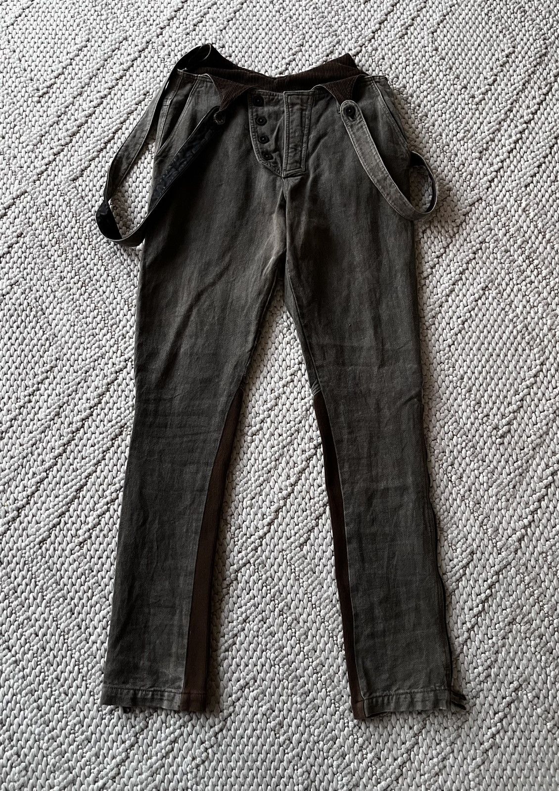 14th Addiction 14th Addiction two-toned slim denim leather accent overalls Size US 31 - 2 Thumbnail