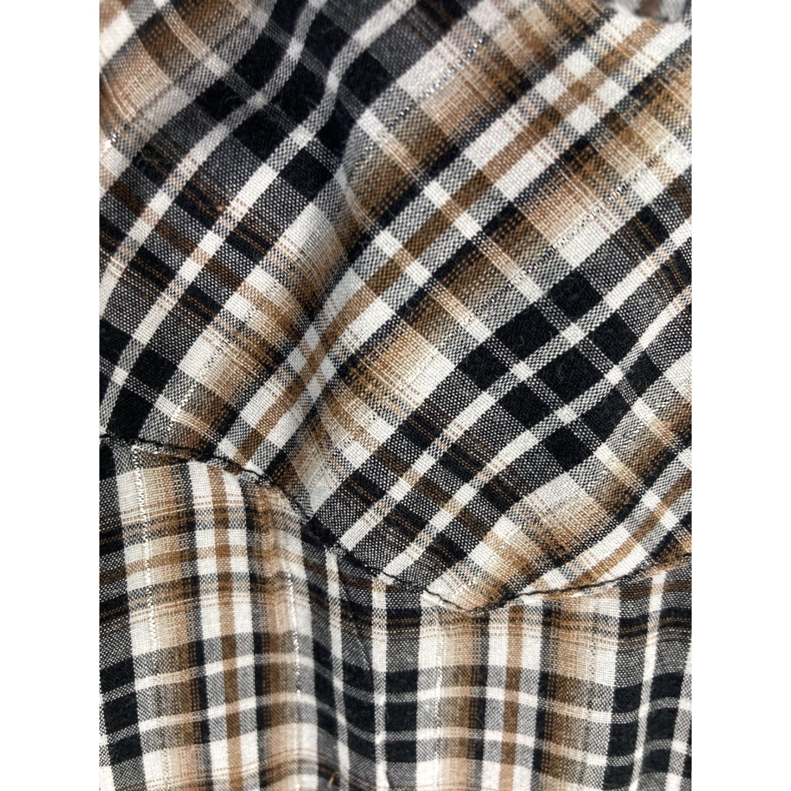 Wrangler Wrangler Shirt Men 3XL Pearl Snap Plaid Short Sleeve Brown Gold Threads Size US XXL / EU 58 / 5 - 4 Thumbnail