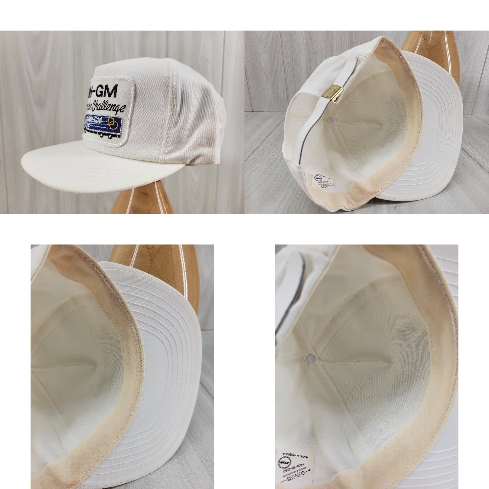 Vintage VINTAGE Genesis Trucker Hat Mens Adjustable Leather Strapback Made in the USA White Cap Size ONE SIZE - 8 Thumbnail