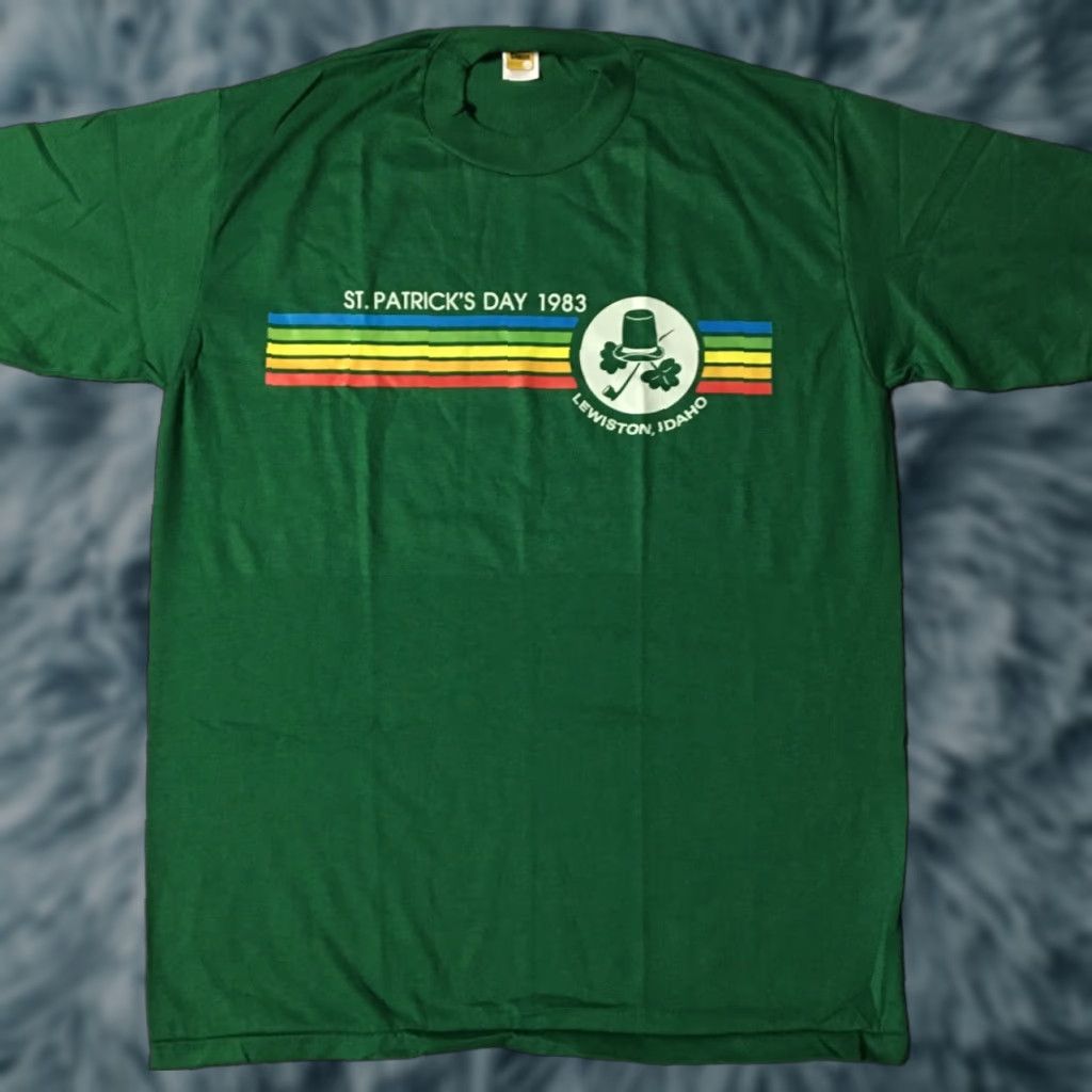 Velva Sheen VINTAGE Velva Sheen T-Shirt Men L Green 80s 90s St Patrick’s Day Lewiston Idaho Beer Rainbow Drunk Bar Party Single Stitch USA Shirt Size US L / EU 52-54 / 3 - 1 Thumbnail
