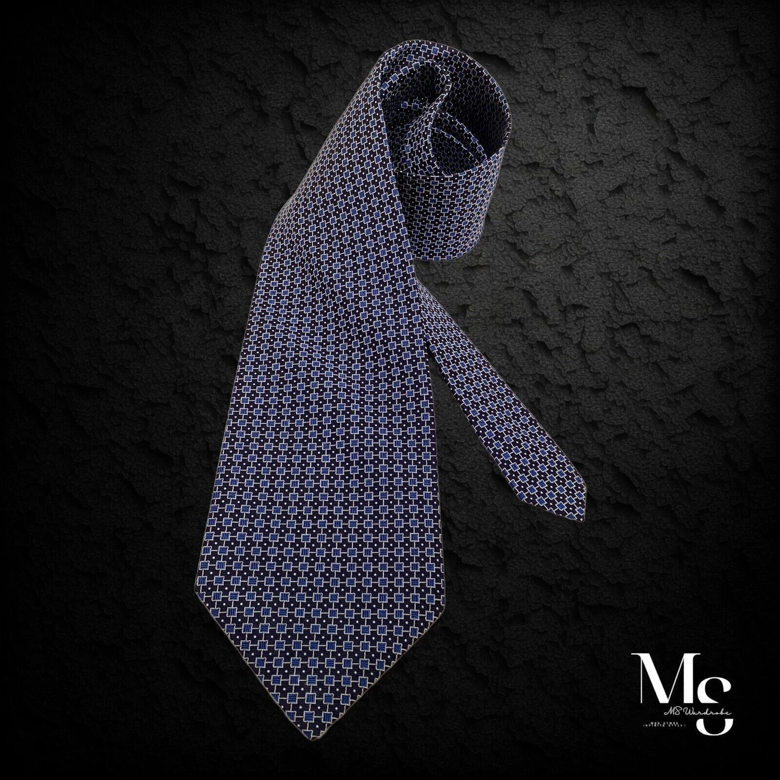 Lauren Ralph Lauren LAUREN RALPH LAUREN Blue Geometric Luxury Silk Tie Made In U Size ONE SIZE - 1 Thumbnail
