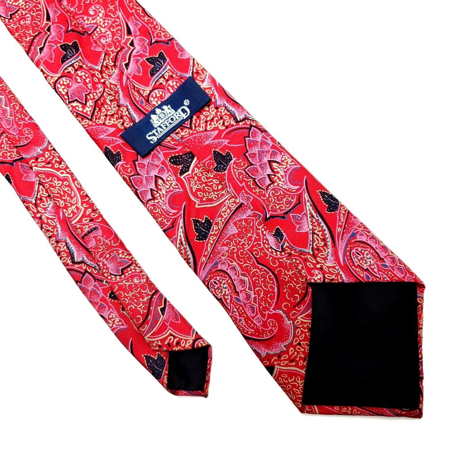 Stafford Stafford Silk Tie Red Paisley Print Size ONE SIZE - 3 Thumbnail