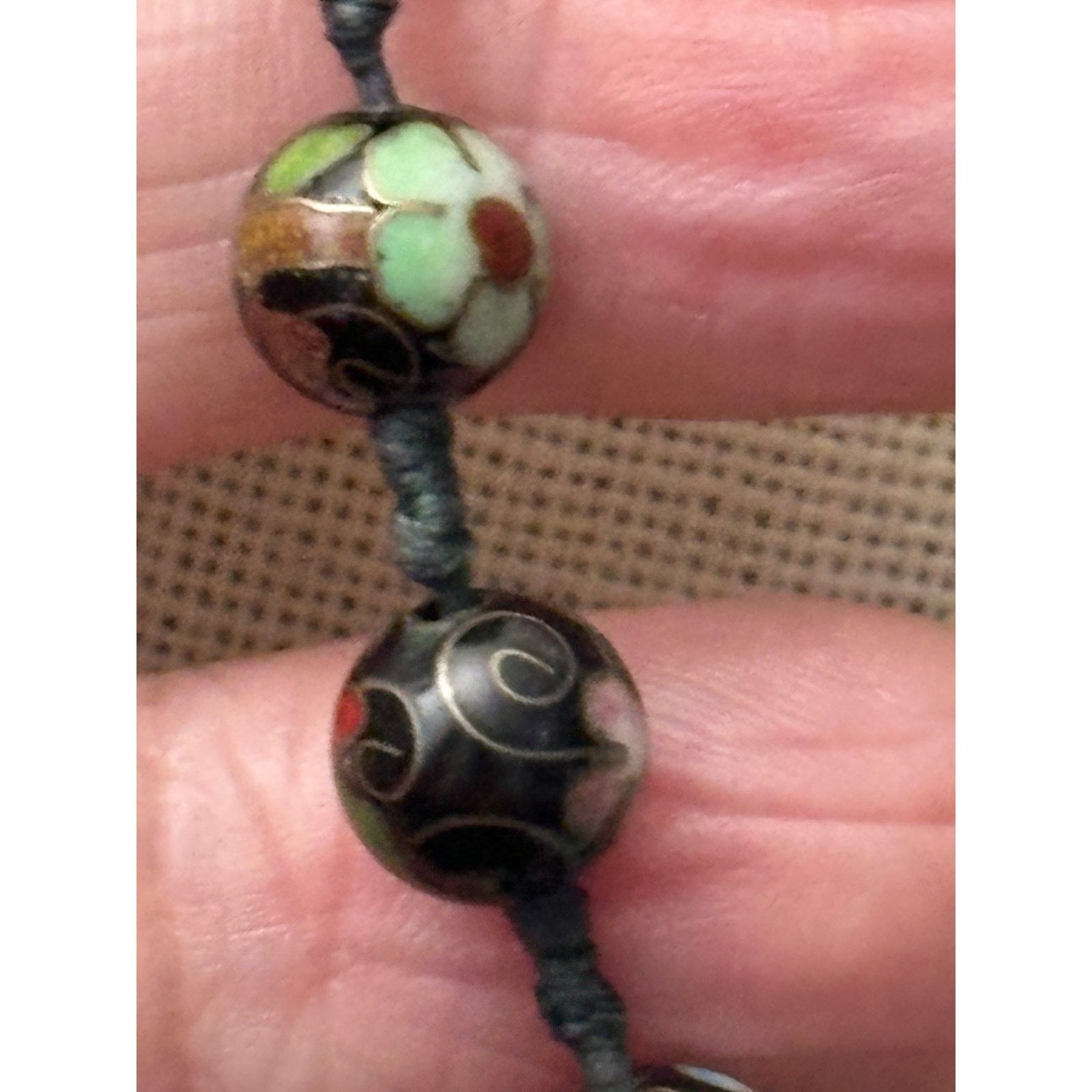 Other Vintage Chinese Cloisonne Necklace 30in Knotted Silk 8mm Size 30 - 10 Thumbnail